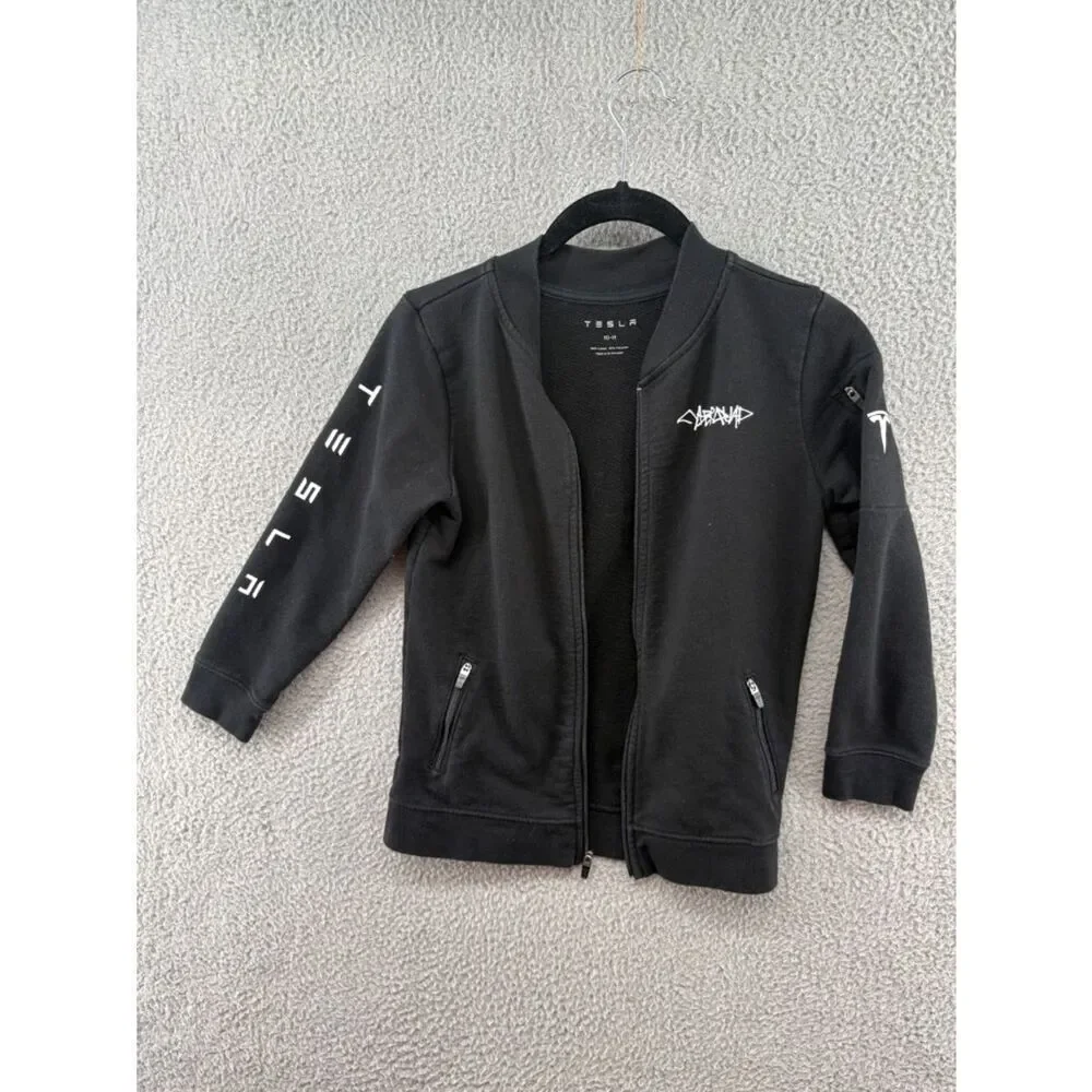 Tesla Kids Cyberquad Bomber Jacket Black Full Zip Youth 10-11